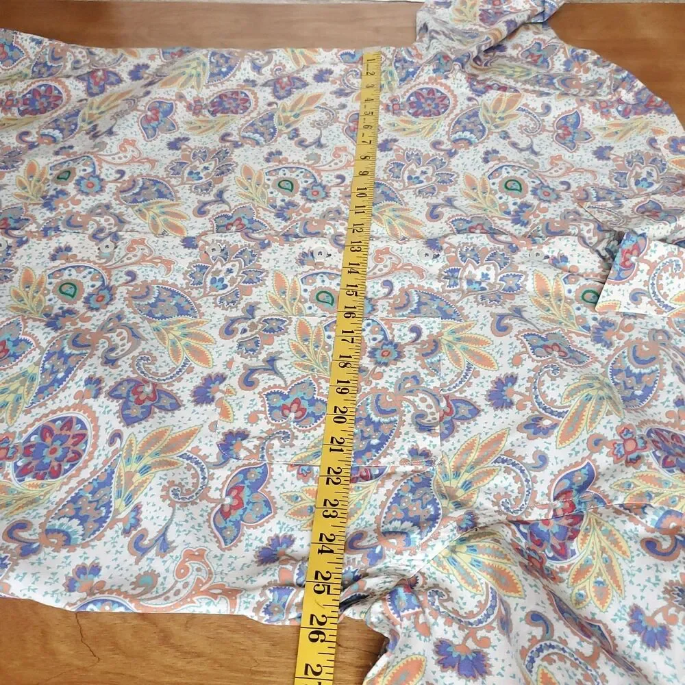 Alan Flusser Paisley Floral Shirt Mens XL Short Sleeve Colorful Cotton Hipster - Picture 8 of 9